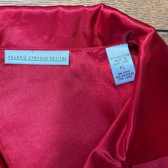 Valerie Stevens Petites 2PC Women Satin Pajamas SZ LP Red Romantic Lounge Sexy - Picture 3 of 9
